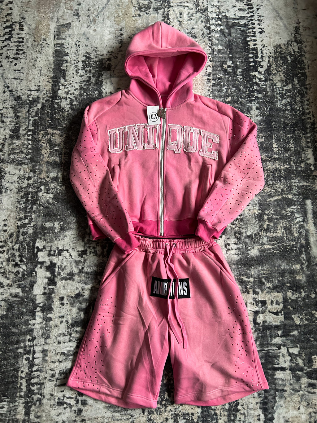 Unique Zip + Shorts Set (Pink)