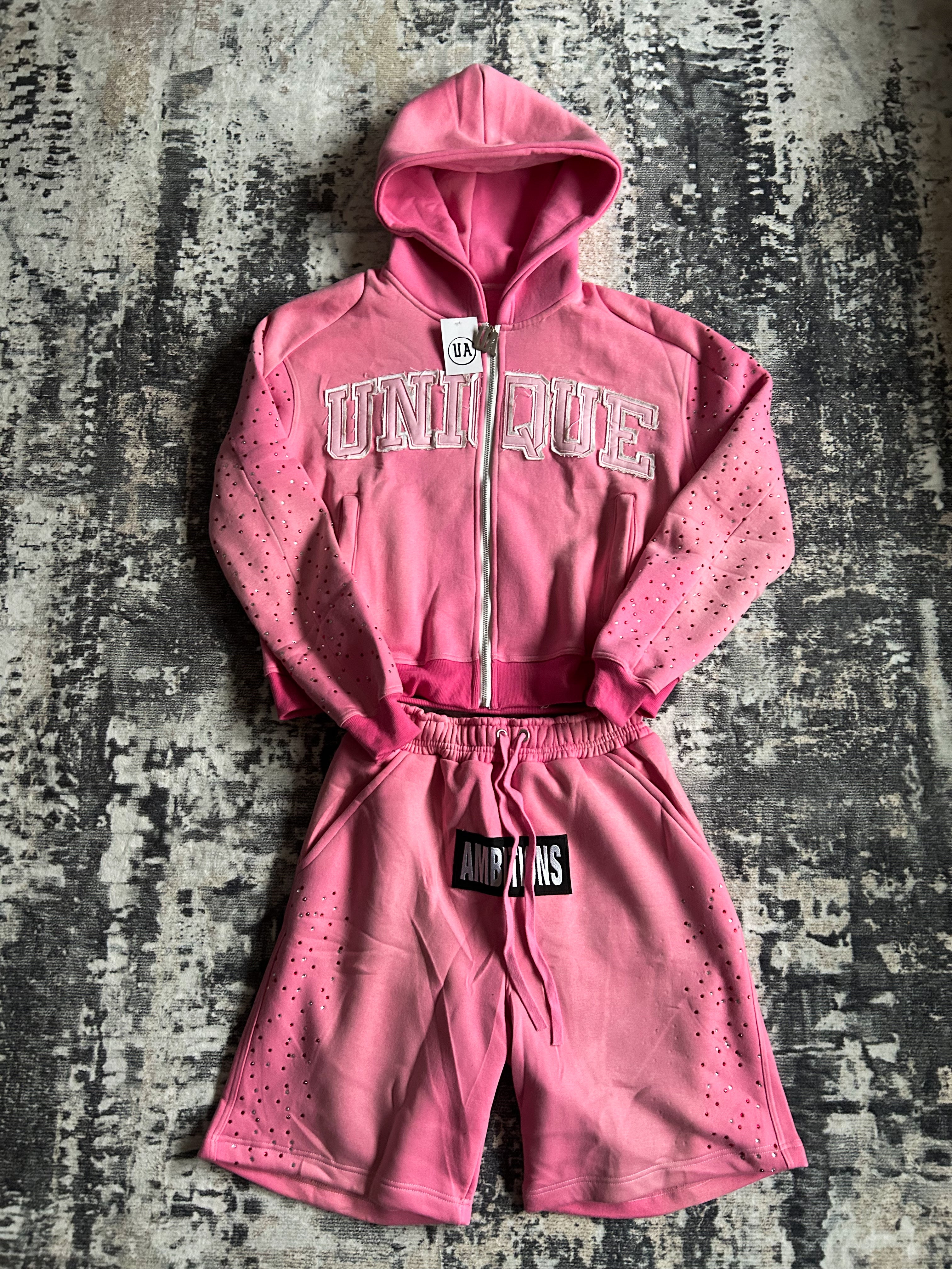 Unique Zip + Shorts Set (Pink)