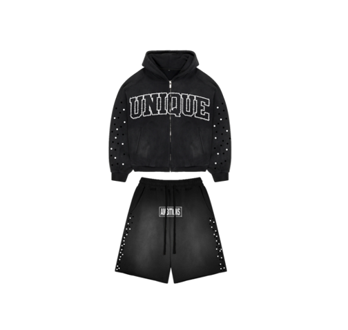 Unique Zip + Shorts Set (Black)