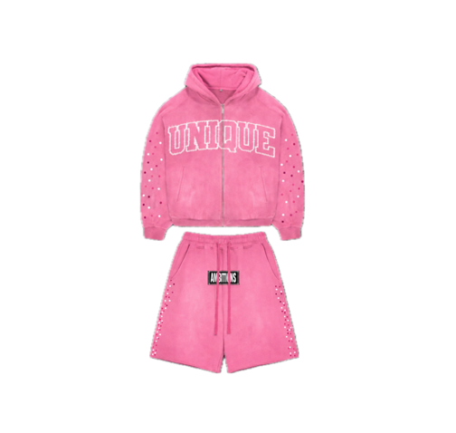 Unique Zip + Shorts Set (Pink)